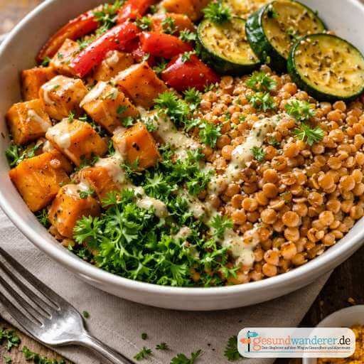 Antientzündliche Linsen Gemüse Bowl im gesundwanderer Magazin